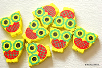Thumbnail for Yellow And Red Owl Wood Beads x 10
