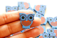 Thumbnail for Blue And Red Owl Wood Beads x 10