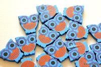 Thumbnail for Blue And Red Owl Wood Beads x 10