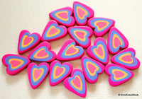 Thumbnail for Fuchsia, Blue And Orange Heart Wood Beads x 5