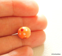 Thumbnail for 20 x Orange Wood Beads with Handpainted Flowers 10mmx9mm