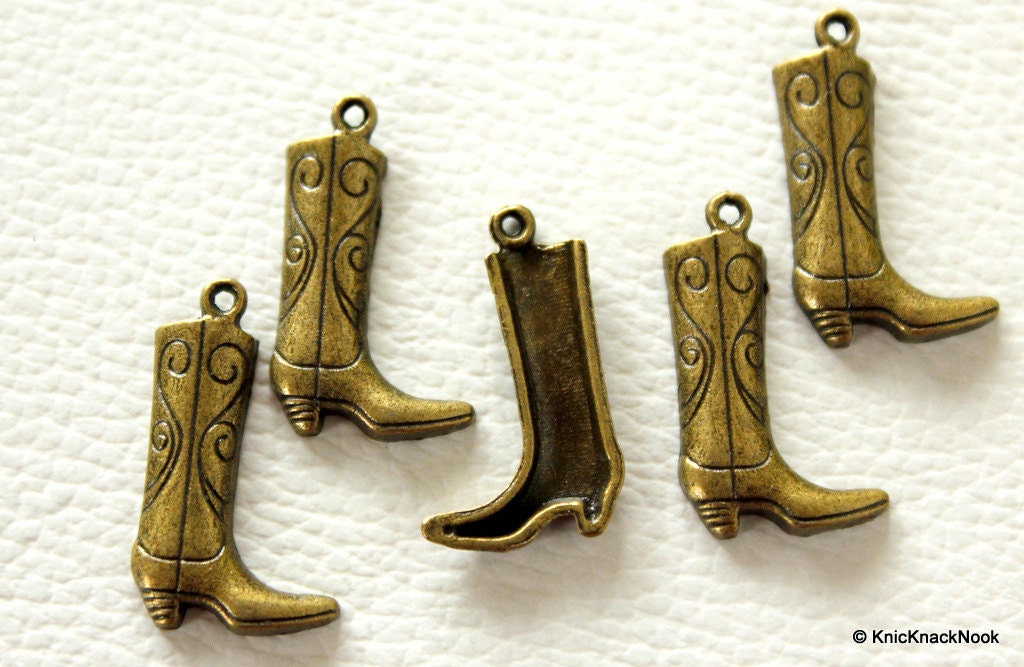 5 x Boots Bronze Charms