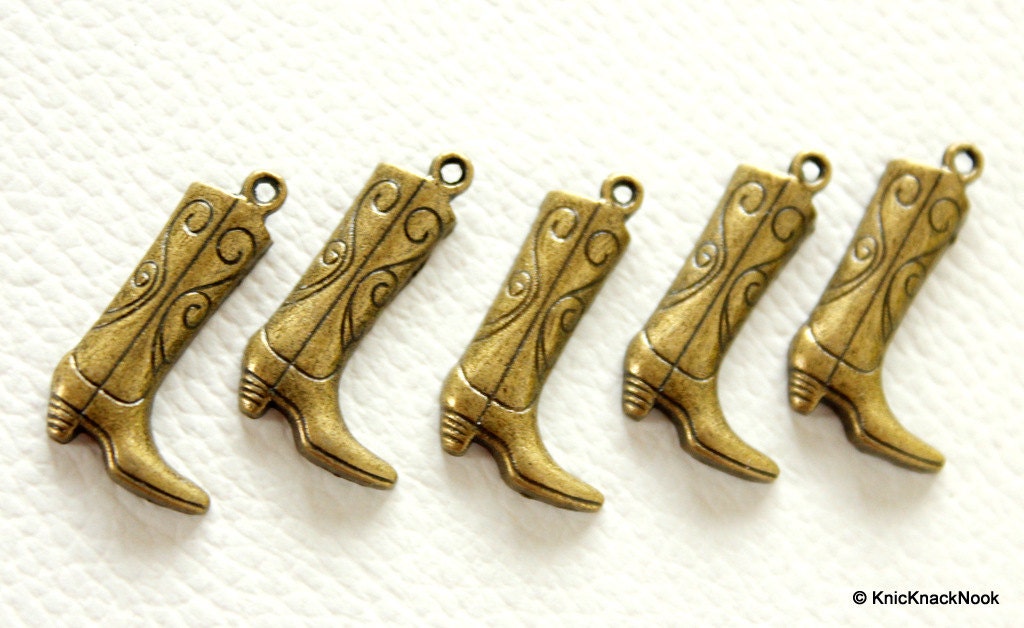 5 x Boots Bronze Charms