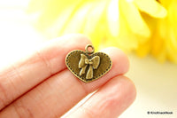 Thumbnail for 5 x Zinc Alloy Bronze Heart Bow Charms