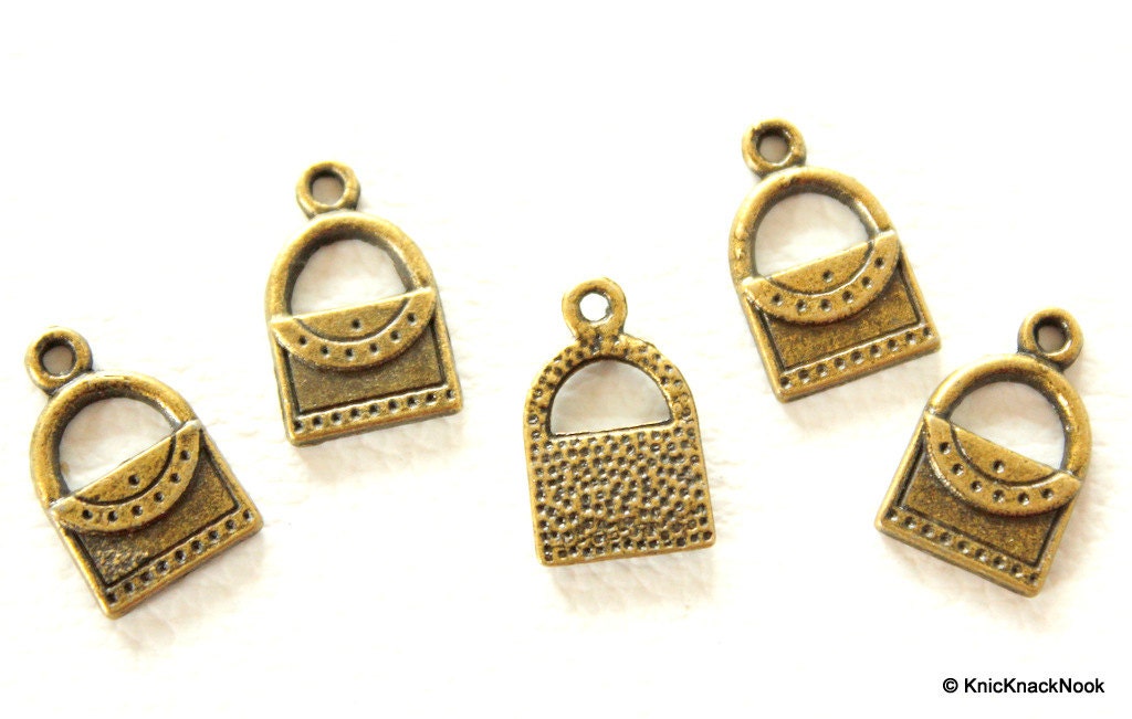 5 x Handbag / Purse Antique Bronze Charms