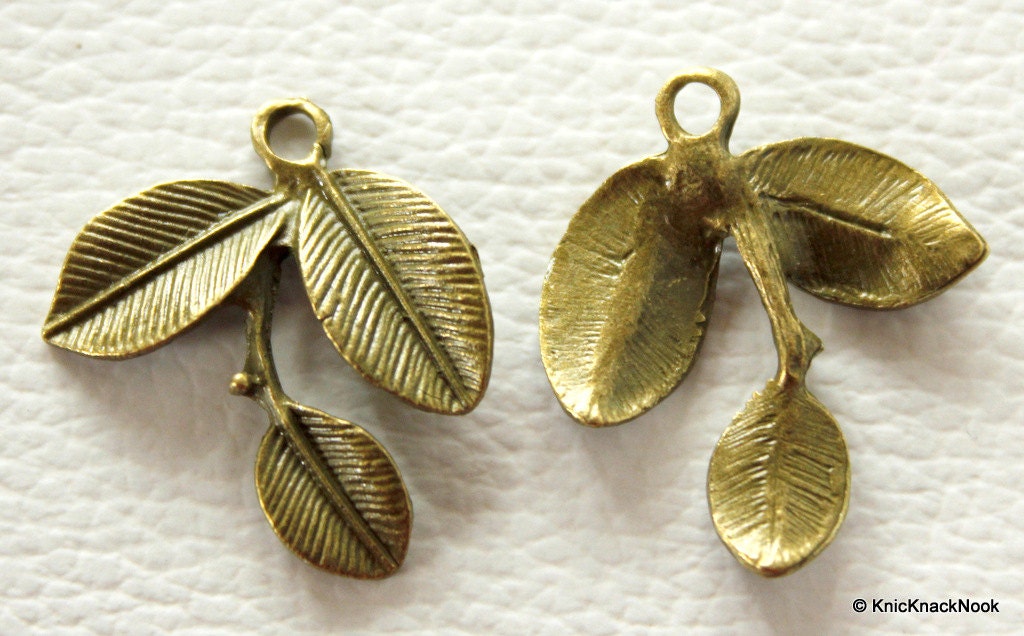 Three Leaf Bronze Charms