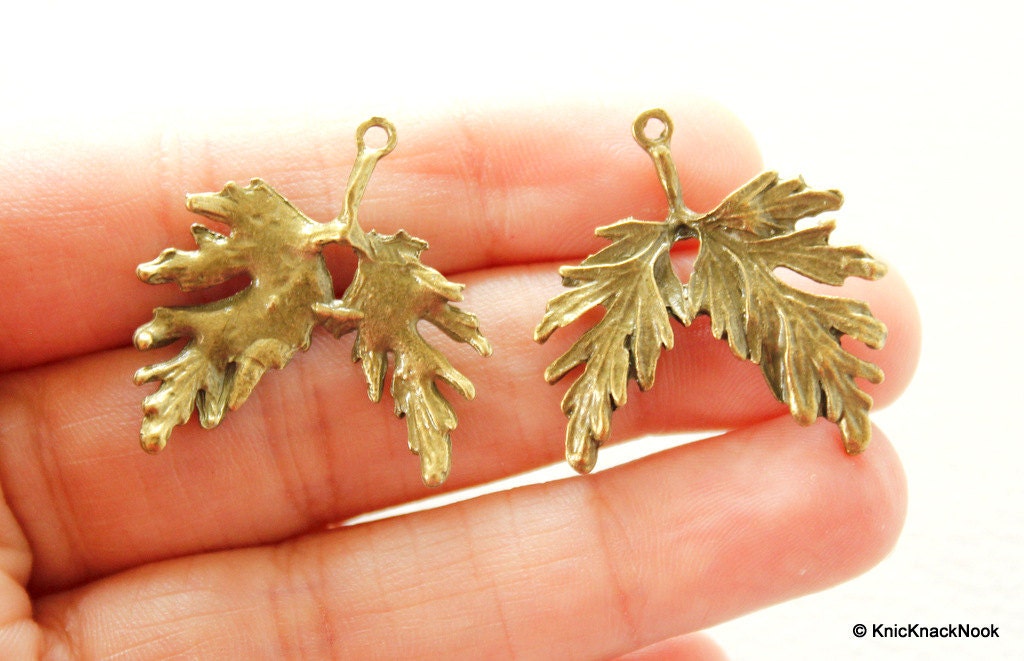 Two Leaf Bronze Charms