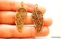Thumbnail for Filigree Leaves Antique Bronze Charm Pendant