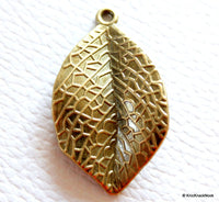 Thumbnail for Bronze Engraved Leaf Charm Pendant