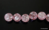 Thumbnail for 12mm Pink Crackle Glass Beads x 10