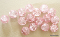Thumbnail for 12mm Pink Crackle Glass Beads x 10