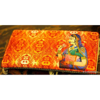 Thumbnail for Orange Clutch, Faux Leather Purse,Traditional Indian Woman Digital Print