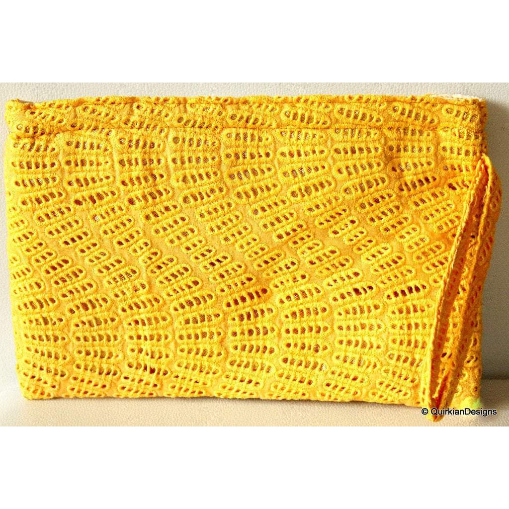 Yellow Clutch Purse, Cotton Fabric Purse