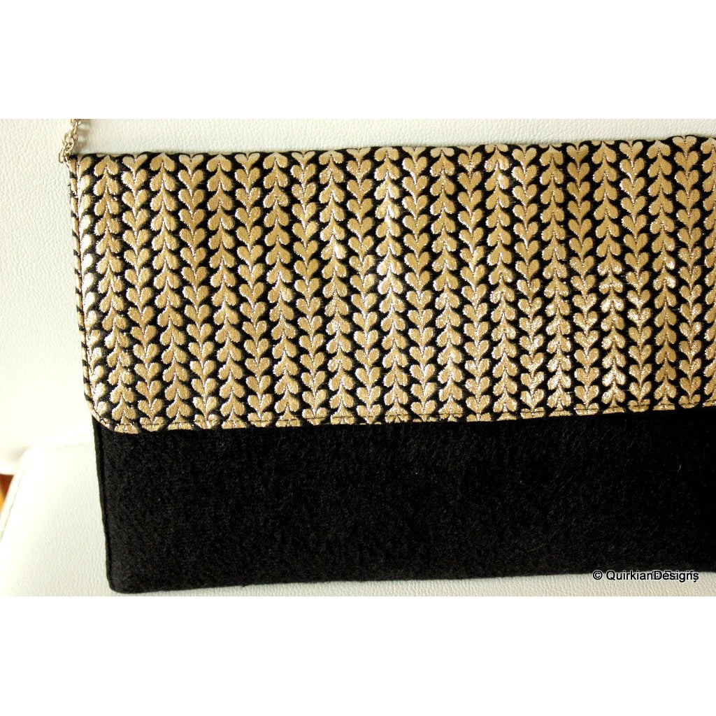 Wedding Party Clutch, Velvet and Brocade Purse, Black And Silver Fabric Purse