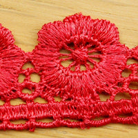 Thumbnail for Red Embroidered Flower Lace Trim Ribbon Approx 32mm wide