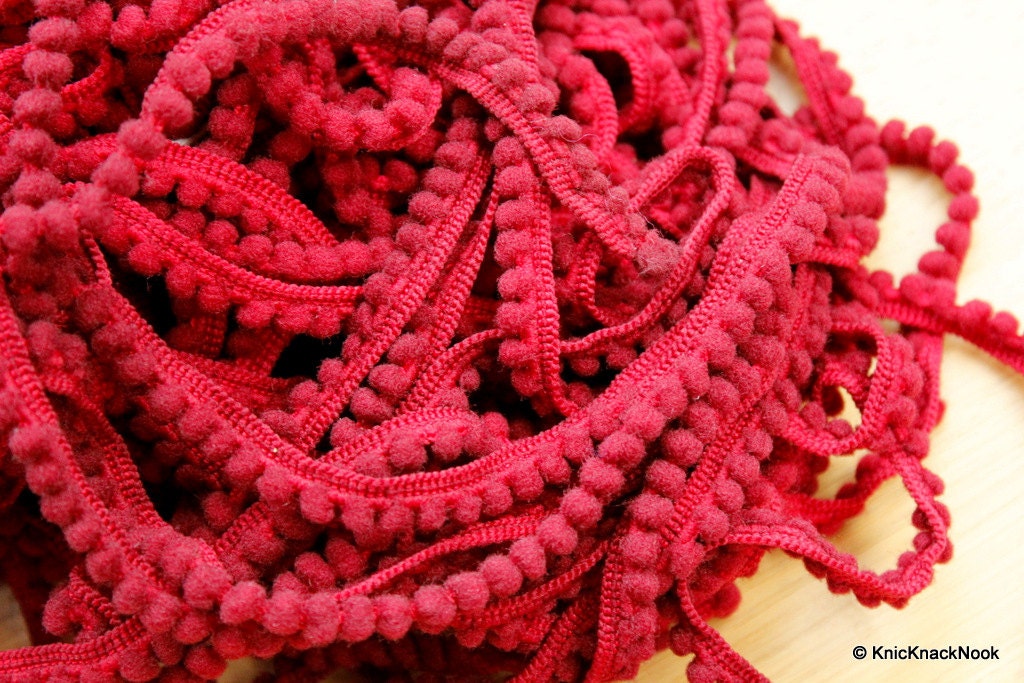 Maroon Embroidery Crochet (Wool) One Yard Lace Trims 10mm Wide