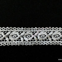 Thumbnail for White Flower Embroidery Crochet (Cotton) Floral Lace Trim