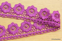 Thumbnail for Purple Embroidered Flower Lace Trim Ribbon Approx 32mm wide