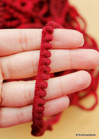 Thumbnail for Maroon Embroidery Crochet (Wool) One Yard Lace Trims 10mm Wide