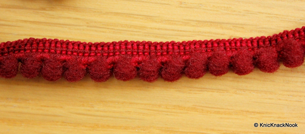 Maroon Embroidery Crochet (Wool) One Yard Lace Trims 10mm Wide