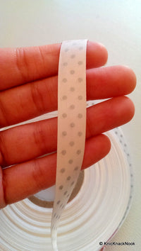 Thumbnail for Polka Dots White Satin Ribbon Trim, 14mm wide, 5 Yards