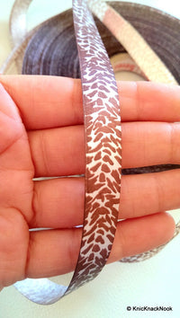 Thumbnail for Animal Print, Giraffe Pattern, Brown And White Satin Ribbon Trim
