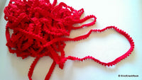 Thumbnail for Red Embroidery Crochet (Wool) One Yard Lace Trims 10mm Wide, Decorative Pompom Fringe Trim