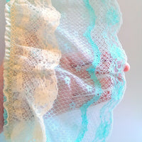 Thumbnail for Blue And Beige Floral Net Lace Trim Ribbon 16cm wide