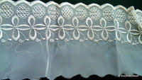 Thumbnail for Wholesale Sheer White Embroidery Lace Trim With Flowers 13.5 cm wide, Decorative Trim Upholstery Trimming Craft Ribbon Trim By 9 Yards