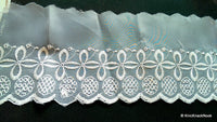 Thumbnail for Sheer White Embroidery Lace Trim With Flowers 13.5 cm wide