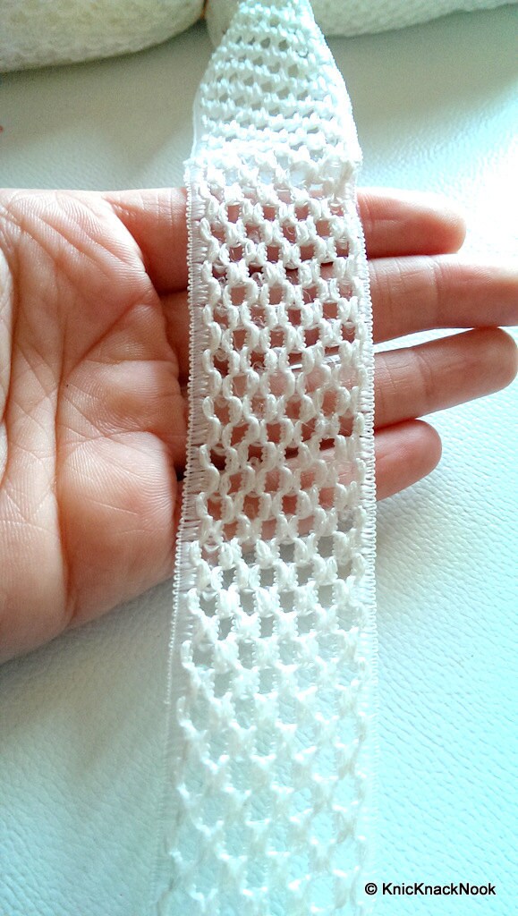 White Embroidery Mesh Design Crochet Nylon Lace Trim