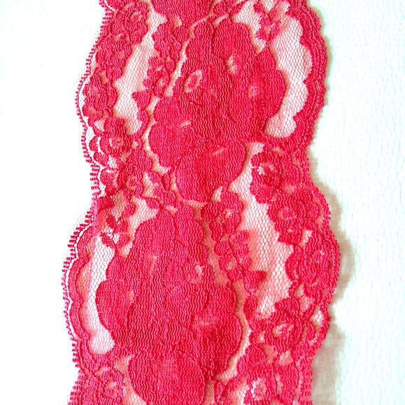 Maroon Scallop Net Lace Trim Ribbon 94mm wide
