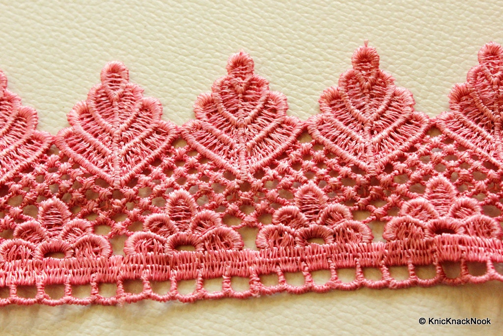 Pink Embroidery Crochet Lace Trim Ribbon 58 mm wide - 041203L93