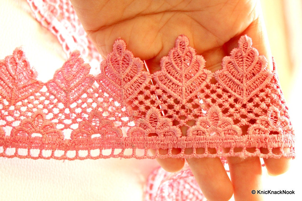 Pink Embroidery Crochet Lace Trim Ribbon 58 mm wide - 041203L93