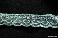 Thumbnail for Blue Organza Net Embroidery Lace Trim Ribbon 26mm wide