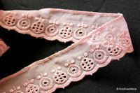Thumbnail for Pink Organza Net Embroidery Lace Trim Ribbon 32mm wide