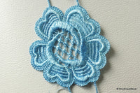 Thumbnail for Blue Embroidered Flower Lace Trim Ribbon Approx 70mm wide