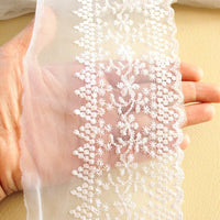Thumbnail for White Net Trim With Floral Embroidery, 10.5 cm wide - 041203L70