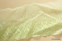 Thumbnail for Green Scallop Net Lace Floral Embroidery Lace Trim 10 cm wide