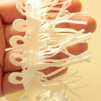 Thumbnail for White Faux Suede Tassels Trim Lace, 65 mm Wide