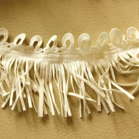 Thumbnail for White Faux Suede Tassels Trim Lace, 65 mm Wide