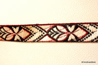 Thumbnail for Black, Red And White Cotton Thread Embroidery One Yard Lace Trim 21mm Wide - 030315L32