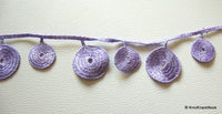 Thumbnail for Lilac Purple Embroidery Cotton Circle Ring Design Lace Trims Approx. 30mm - 38mm Wide