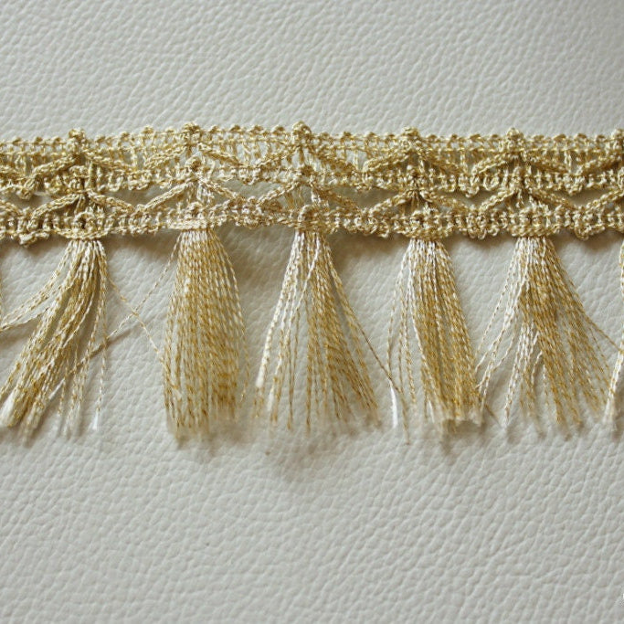Gold Shimmer Thread Tassels One Yard Trim, Approx. 60mm Wide