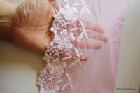 Thumbnail for Pink Net Lace With White Flowers Embroidery Approx. 20cm wide - 030315L110