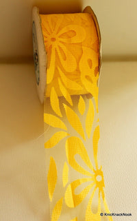 Thumbnail for Yellow Flower Net Lace Trim, Approx. 50 mm wide