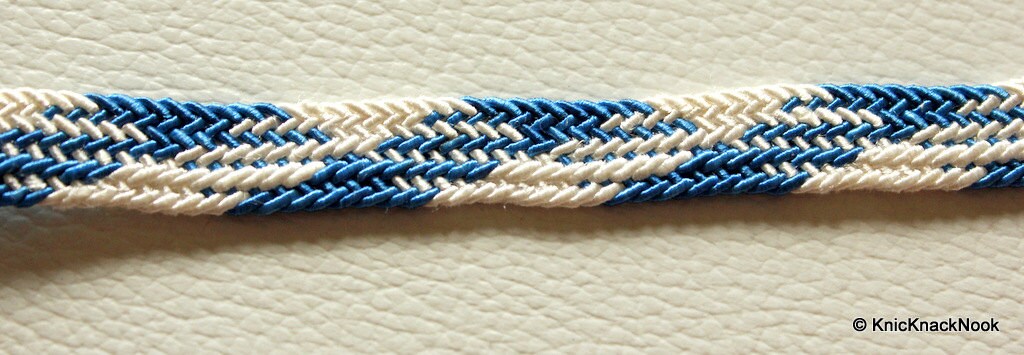 Blue And White Thread Lace Trim, Approx. 10 mm wide