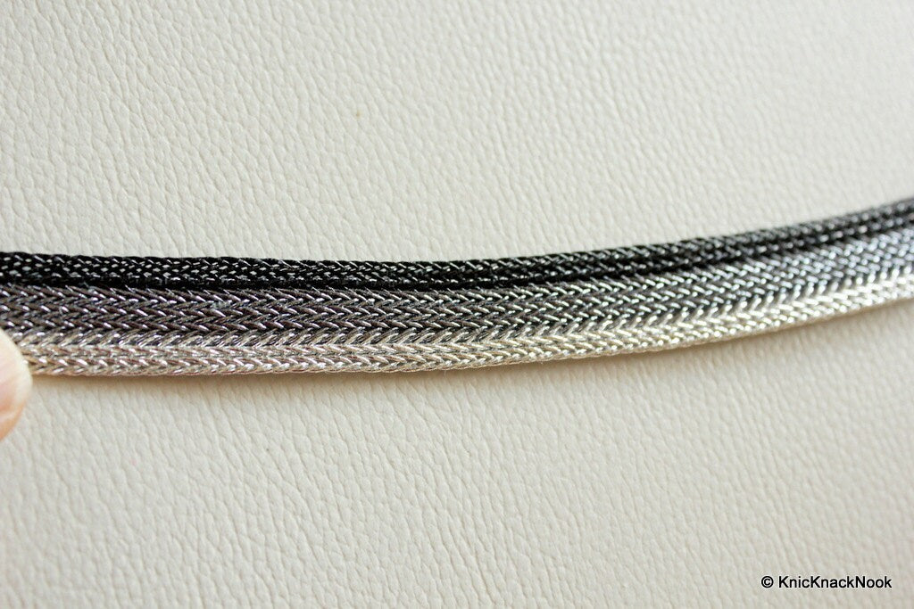 Black, Grey And Silver Thread Lace Trim, Approx. 15 mm wide - 030315L50