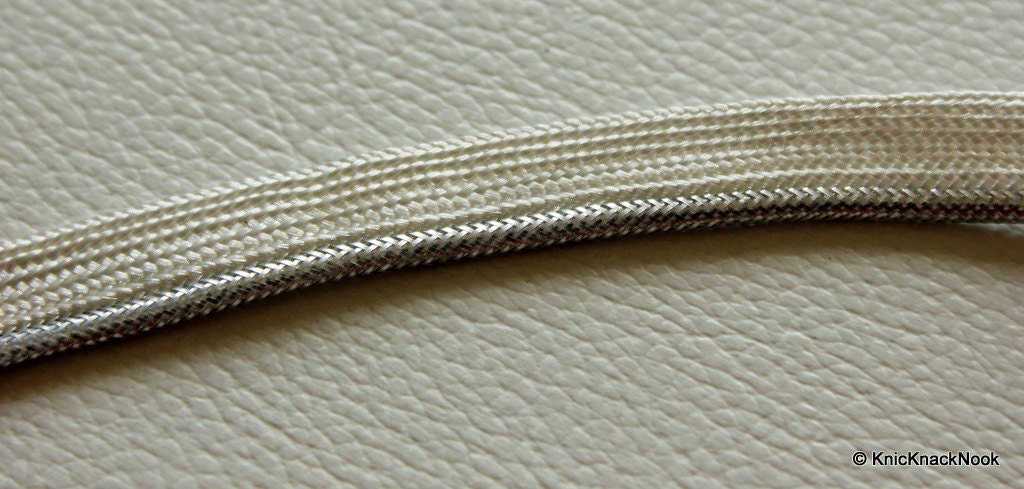 Silver Two Tone Thread Lace Trim, Approx. 10 mm wide, Trim By 3 Yards
