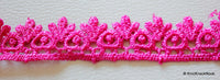 Thumbnail for Fuchsia Pink Embroidery Cotton Lace Trim, Approx. 20mm Wide